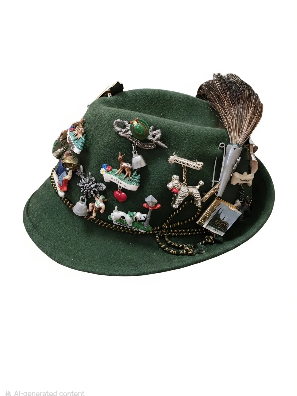 Green Kids Alpine Hat with Decorative Pins